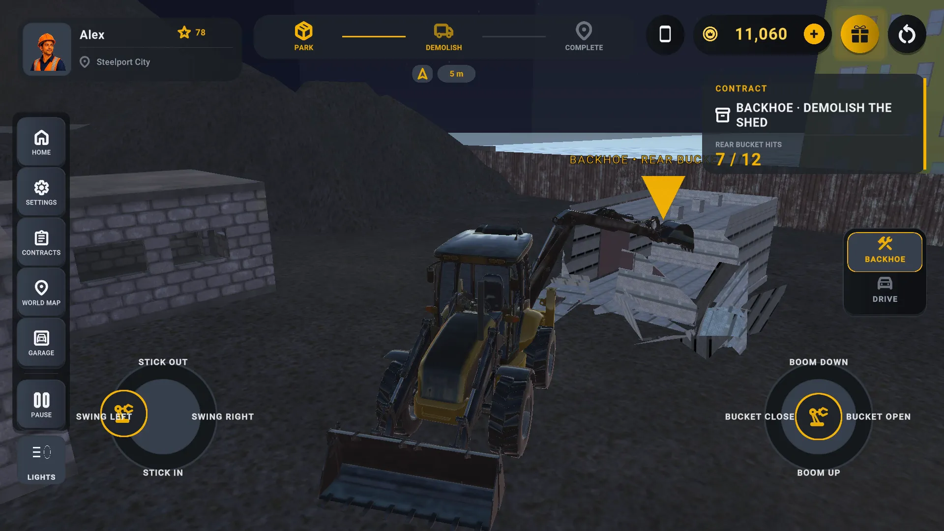 Excavator Simulator 2025 — backhoe demolition job